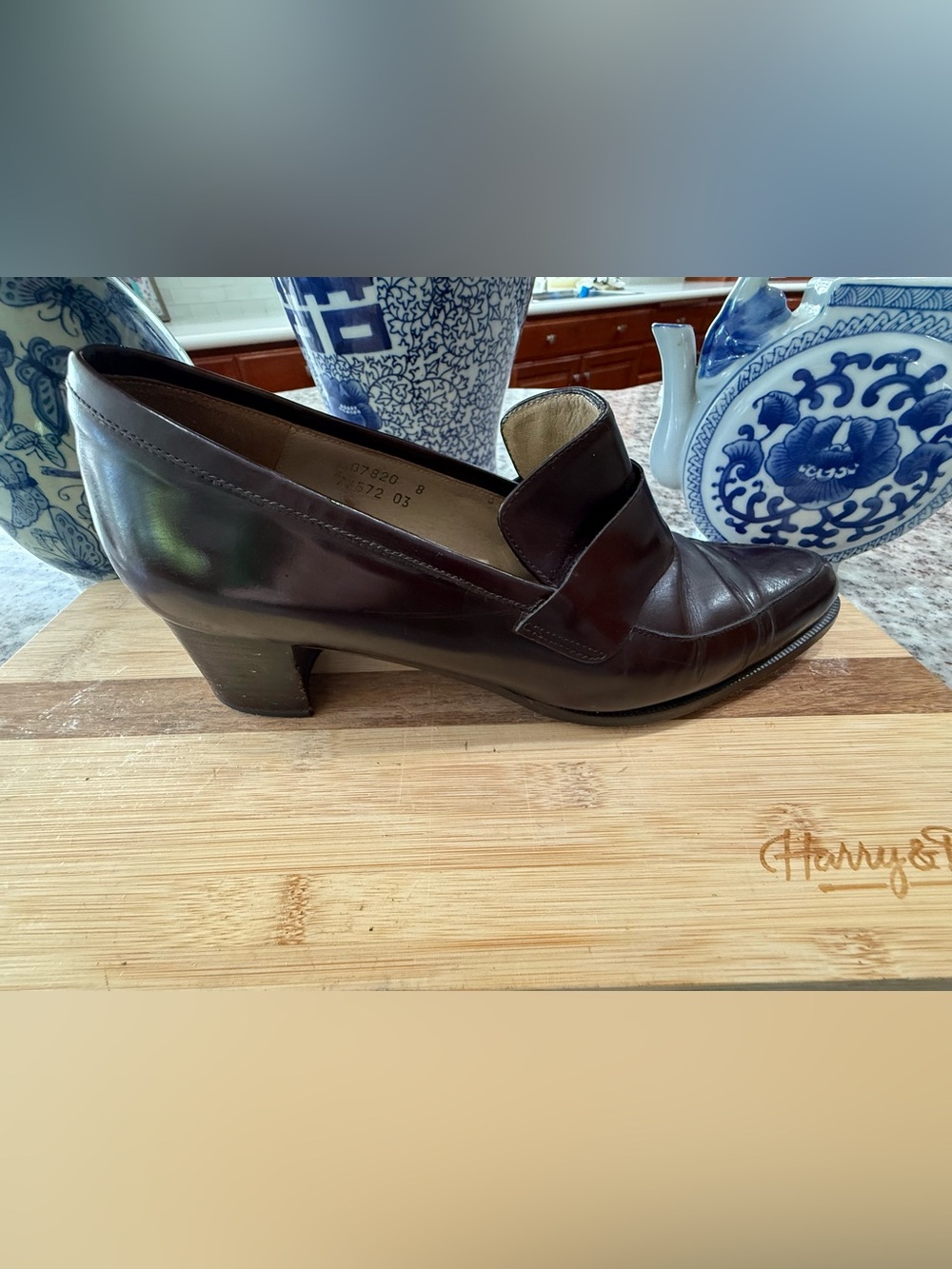 Classic Women’s Leather Penny Loafer Pump — Brown - Picture 7 of 9